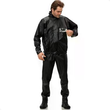 Imagem de Conjunto Capa De Chuva Pantaneiro Pvc Tamanhos Grandes, Preto, 3G