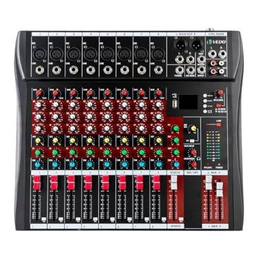 Imagem de Mesa De Som 4/6/7/8/12 Canais Profissional Portátil Mixer Bluetooth Interface Gravação Audio Console com placa de som USB + 48V Phantom power (Mesa 8.0 Canais)