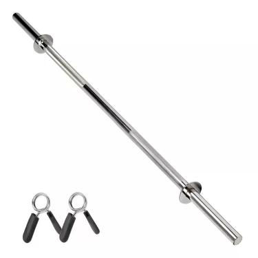 Imagem de Barra Cromada para Musculação Oneal 120cm com Aro e Presilha - O'Neal