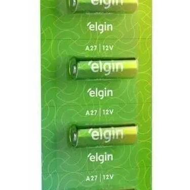 Imagem de 05 Pilhas Baterias Alcalina A27 12v 27a Elgin Longa Duração