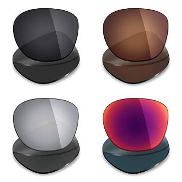 Imagem de 4 pares de lentes polarizadas de substituição Mryok para óculos de sol Oakley Latch – Stealth Black/Bronze Brown/Silver Titanium/Midnight Sun