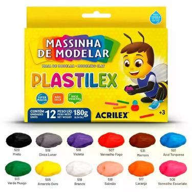 Imagem de Massa para Modelar Plastilex 12 Cores 180G. PCT.C/12 - Acrilex