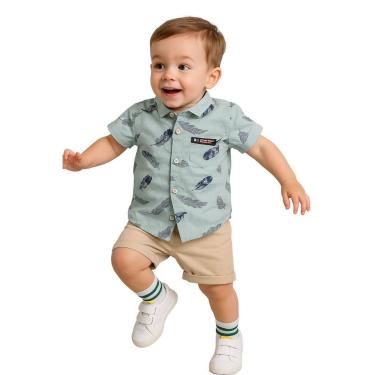 Imagem de Conjunto Roupa Mauricinho Infantil Temático Menino Verde, Verde, 3