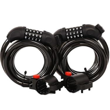 Imagem de SEPOX® Pacote com 2 peças, combinação de cabos extralongos de 1,8 m, cadeado de segurança retrátil de 5 dígitos, cabo antiferrugem resistente de 12 mm para bicicleta, scooter, portão, equipamento ao