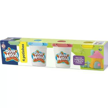 Imagem de Diver Massa Kit c/ 4 Potes de Massinha - Cores Sortidas - Divertoys - 