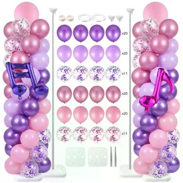 Imagem de Kit de Suporte de Balões Skylety Ajustável Música Roxo e Rosa