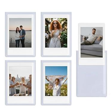 Imagem de pssped Pacote com 5 molduras magnéticas compatíveis com Instax Mini EVO Mini Liplay 12 11 SE 41 40 99 90 9 8 7S -5 x 7,6 cm – Visor de fotos para geladeira (branco)
