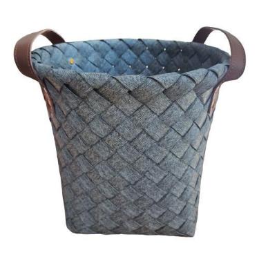 Imagem de Cesta decorativa 1 peça p cinza com alça - CASITA