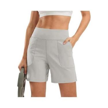 Imagem de Shorts Esportivos Sem Costura De Cintura Alta Para Mulheres, Elásticos