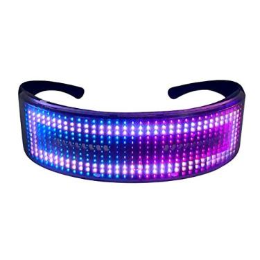 Imagem de Wemay Óculos de festa de LED BT Controle de APP Óculos de luz LED piscando Óculos luminosos com USB recarregável Animação DIY para boate de festa de aniversário de Natal