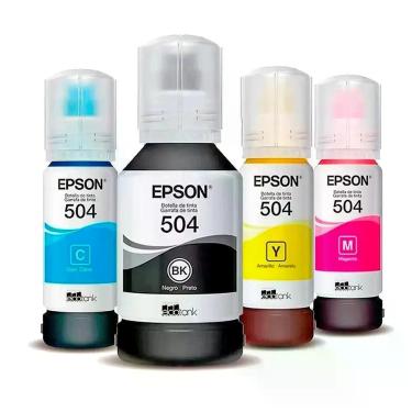 Imagem de Kit 4 Cores Tinta 504 T504 Epson Original Para L4150 L4160 L4260 L6161 L6191 L6270