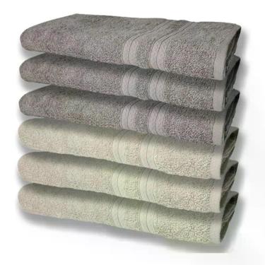 Imagem de 6 Toalhas Grande Felpudas E Grossa 80x150 Bege+cinza