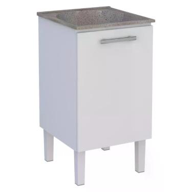 Imagem de Gabinete Para Lavanderia Em Aço Com Tanque Surubim Branco