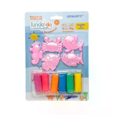 Imagem de Kit Massa de Modelar Fundo Do Mar - Blister c/ 6 Cores + 5 Moldes Leo&