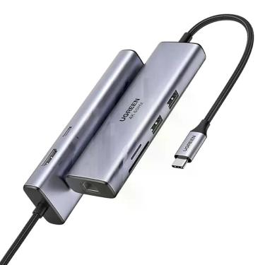 Imagem de HUB USB-C - 7 em 1 - HDMI 4K/60Hz - RJ45 Gigabit - SD/TF - PD 100W - C