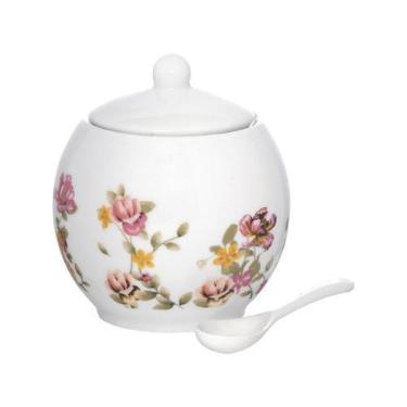 Imagem de Açucareiro de Porcelana com Colher Hauskraft Le Jardin