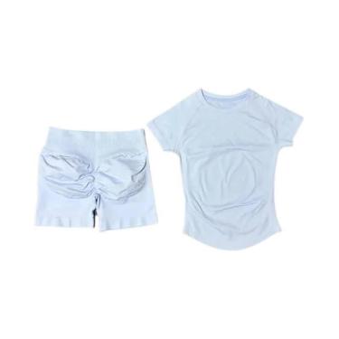 Imagem de Conjunto De Fitness Feminino Sem Costura: Top E Shorts De Yoga, 2 Peça
