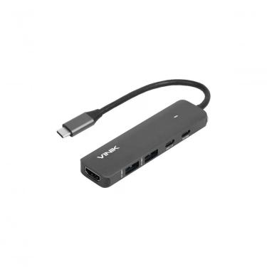 Imagem de Hub Usb Type C Hv51c 5 em 1 com 2 Usb 3.0 Hdmi 4k 60hz Type C Pd 100w e Dados Proteção Avançada Vinik