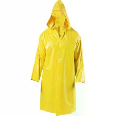 Imagem de Capa de Chuva Trevira g Impermeável com Capuz e Forro Interno Amarela Worker