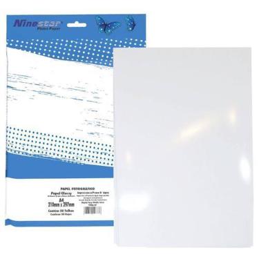 Imagem de Papel Dupla Face Glossy A4 180g Fotográfico Branco Brilhante Ninestar 