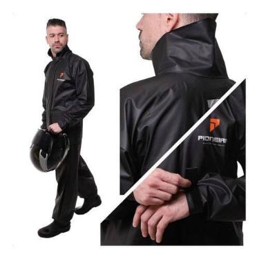 Imagem de Capa De Chuva Masculina Pioneira Impermeavel Moto Gola Alta, Preto, M