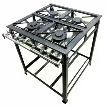 Imagem de Fogão Industrial 4 Bocas 2 Simples Standard Baixa Pressão Grelhas Aço 30x30 P5 Mr Fogões