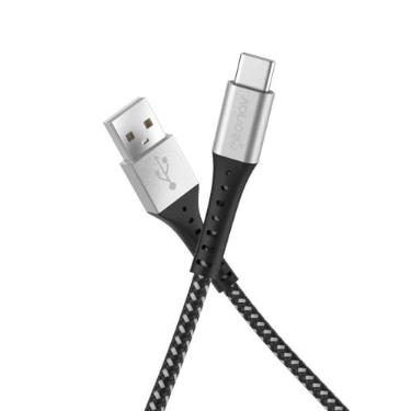 Imagem de Geonav Cabo USB-A para USB-C, 1.2 metros, nylon trançado, resiste até 10 mil dobras, carregamento rápido (até 40 W) e tranferência de dados (480 Mbps), ESC05BK, preto