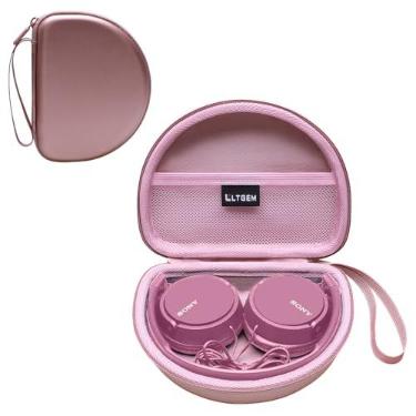 Imagem de LTGEM Capa rígida para transporte de viagem compatível com fones de ouvido Sony MDR-ZX110 / MDRZX110AP / MDRZX110NC / MDR-ZX310AP ZX Series com fio, apenas capa, ouro rosa