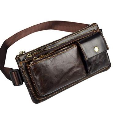Imagem de KPYWZER Pochete de couro vintage para homens e mulheres, bolsa de quadril com alça ajustável para atividades ao ar livre, treino, viagens, casual, corrida, caminhada, ciclismo, 002 - Marrom