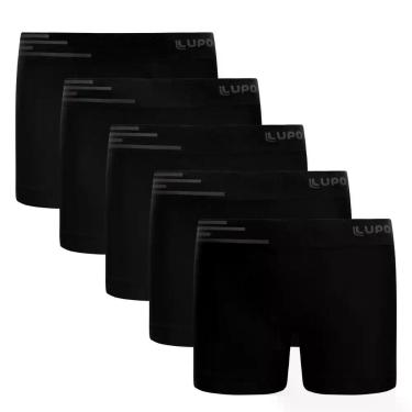 Imagem de Kit 5 Cueca Kids Box Infantil Microfibra Sem Costura Lupo - PRETA - G,