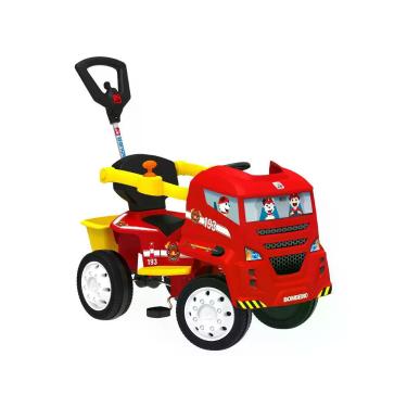Imagem de Quadriciclo Infantil a Pedal Vermelho Caminhão de - Bombeiro Bandeiran