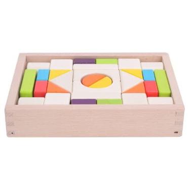Imagem de Blocos de construção de brinquedo, 30 unidades Blocos de madeira empilhando tijolos para melhorar a comunicação da família para a aprendizagem precoce