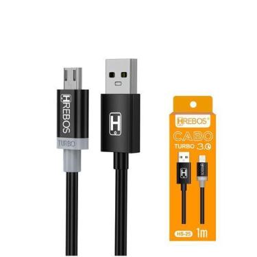 Imagem de Cabo Micro Usb V8 Turbo Dados E Carregador 1 Metro Android - Hrebos
