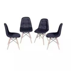 Kit 4 Cadeiras Eames Eifeel Botone Preto - OR Design Kit 4 Cadeiras Eames Eifeel Botone Preto - OR Design