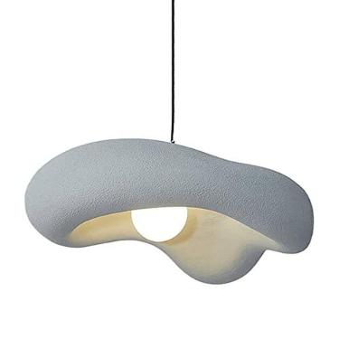 Imagem de Luminária pendente de resina criativa em forma de disco voador, luminária pendente de teto com base E26/27 minimalista japonesa com altura ajustável para balcão de ilha de cozinha e sala de