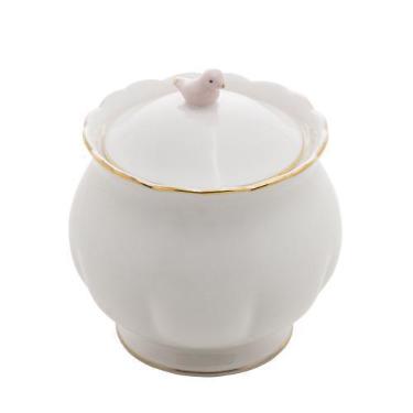 Imagem de Açucareiro de porcelana birds com colher 300ml wolff, branco