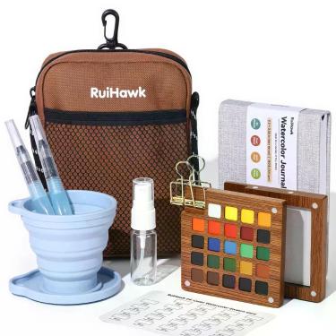 Imagem de Conjunto de Aquarela RuiHawk 24 Cores  Kit de Viagem com Bolsa