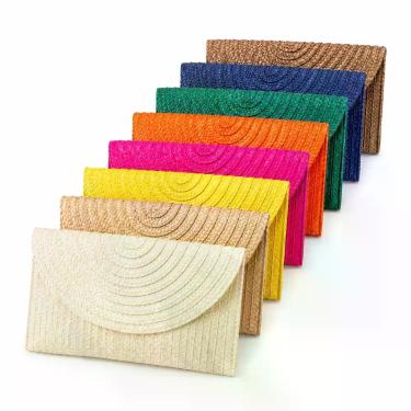 Imagem de Bolsa Festa Carteira De Mão Clutch Moda Praia Feminina Palha Moda Prai