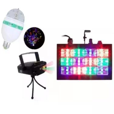 Imagem de Kit Jogo De Luz Iluminação Para Festa Strobo Mini Laser