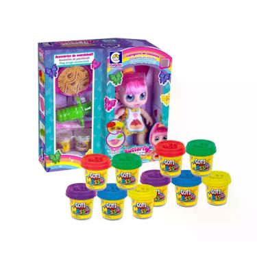 Imagem de Kit Boneca Butterfly Rainbow Massinha de Modelar + 10 Potes Coti Massa