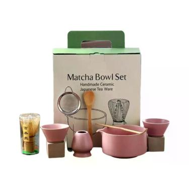Imagem de Conjunto De Matcha Japonês 8 Peças: Tigela De Cerâmica, Batedor De Bam