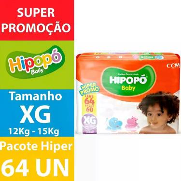 Imagem de Fralda Descartável Infantil Hipopó Baby Hiper, Extra extra grande (XXG