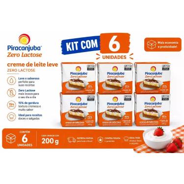 Imagem de Kit 6 unidades Creme de Leite Zero Lactose Piracanjuba 200g