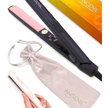 Imagem de ANGENIL Mini Chapinha Profissional De 0,7", Voltagem Dupla E Modelador Cachos 2 Em 1, Portátil Para Pontas Curtas, Franja Frontal, 3 Temperaturas (280°F - 320°F 380°F)