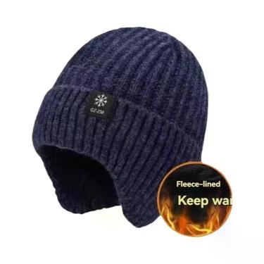 Imagem de Boné Masculino De Inverno Com Forro De Pelúcia Sintética, Gorro Quente