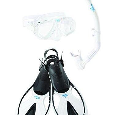 Imagem de Speedo Conjunto de máscara de natação unissex para adultos, snorkel e nadadeiras