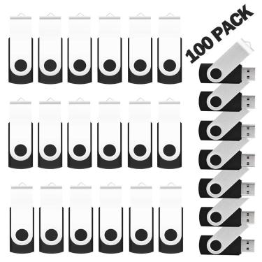 Imagem de Unidade flash EASTBULL 1GB USB 2.0, pacote com 100 unidades, preta