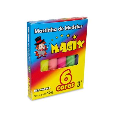 Imagem de Massinha De Modelar Infantil Escolar 6 Cores Magix 65g