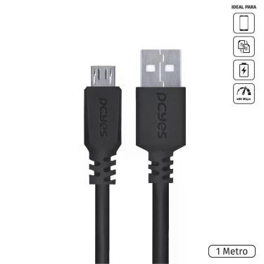Imagem de Cabo Para Celular Smartphone Micro Usb Para Usb A 2.0 1 Metro Preto - Pmuap-1