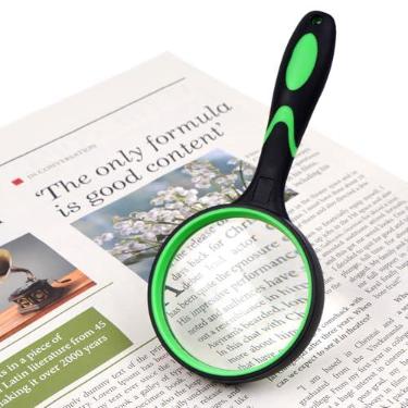 Imagem de Lupa com lupa de mão 10X - lupa de vidro real de 100 mm para livro, jornal, pesquisa de insetos e observação diária de detalhes, verde